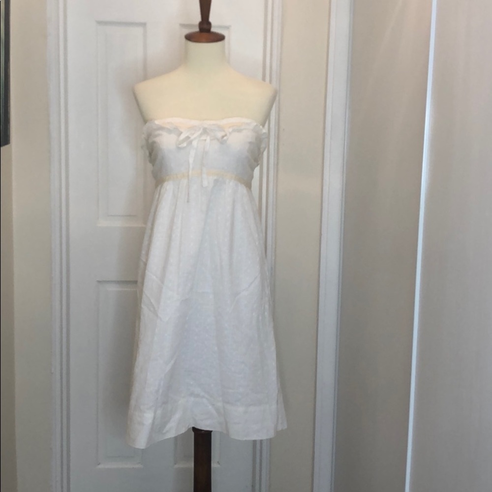 J. Crew white Strapless dotted dress